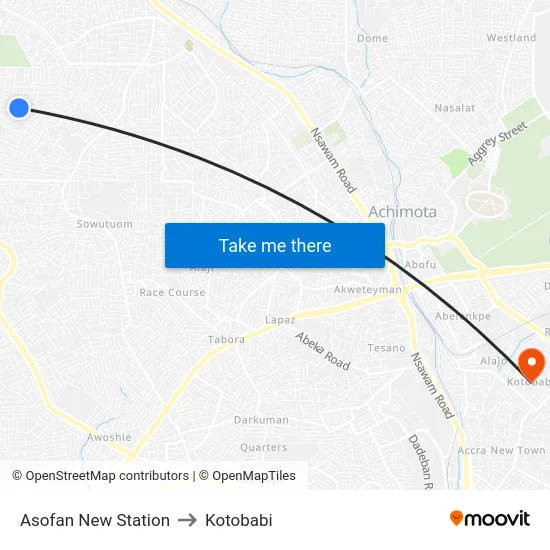 Asofan New Station to Kotobabi map