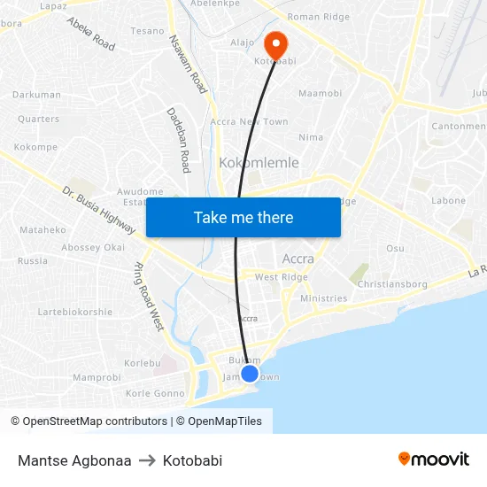 Mantse Agbonaa to Kotobabi map