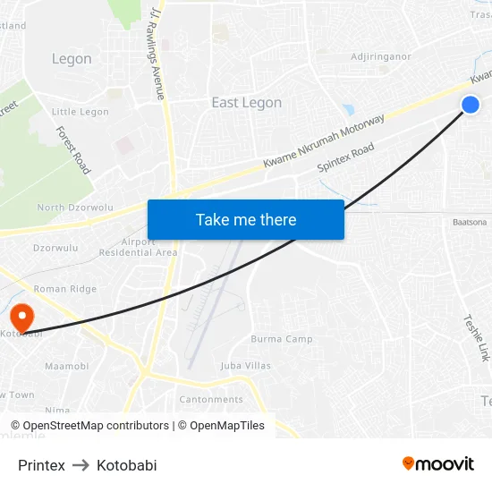 Printex to Kotobabi map