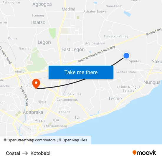 Costal to Kotobabi map