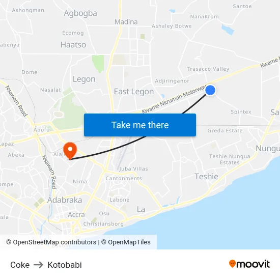 Coke to Kotobabi map