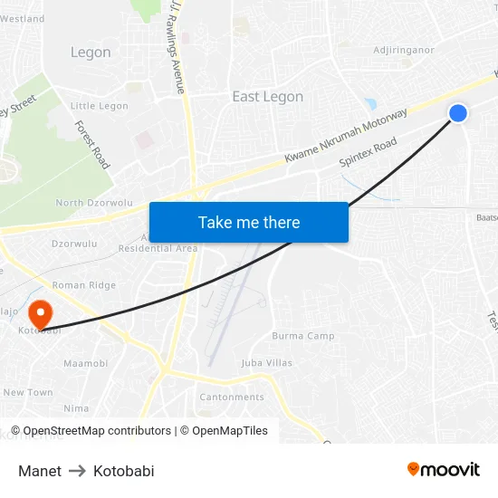 Manet to Kotobabi map