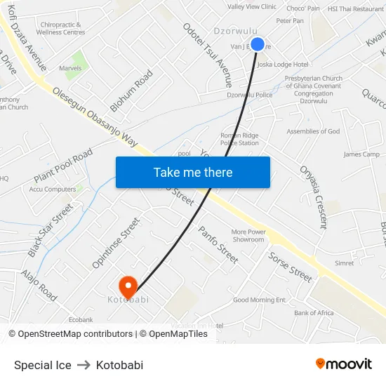 Special Ice to Kotobabi map