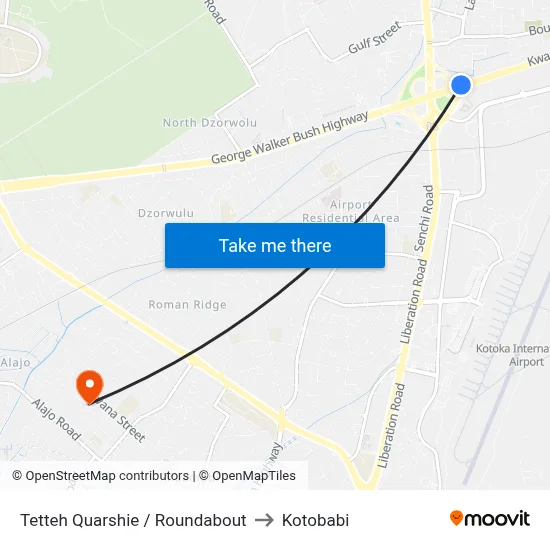 Tetteh Quarshie / Roundabout to Kotobabi map