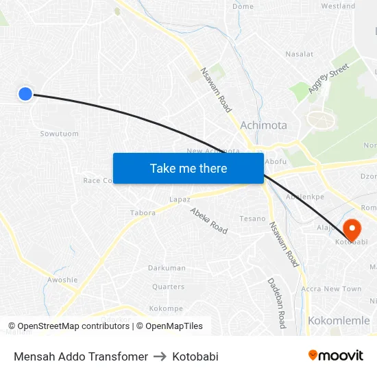 Mensah Addo Transfomer to Kotobabi map