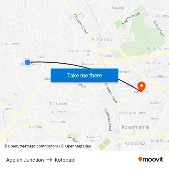 Appiah Junction to Kotobabi map