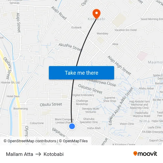 Mallam Atta to Kotobabi map