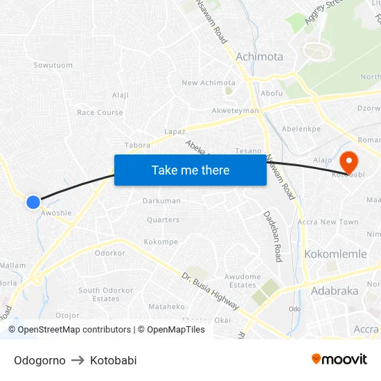 Odogorno to Kotobabi map