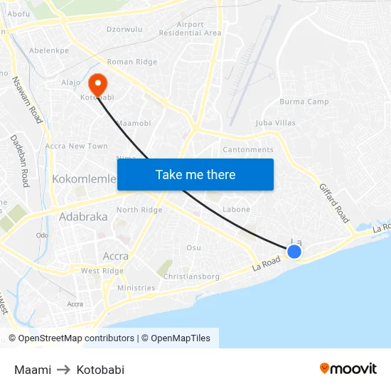 Maami to Kotobabi map