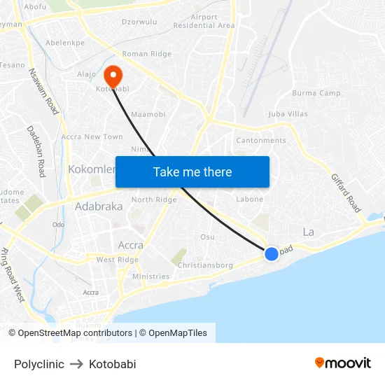 Polyclinic to Kotobabi map