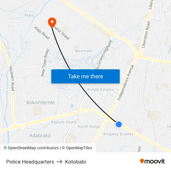 Police Headquarters to Kotobabi map