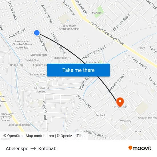 Abelenkpe to Kotobabi map