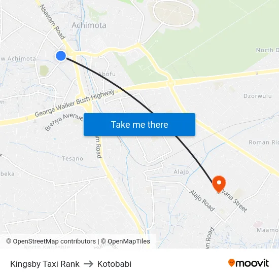 Kingsby Taxi Rank to Kotobabi map