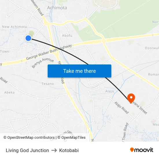 Living God Junction to Kotobabi map