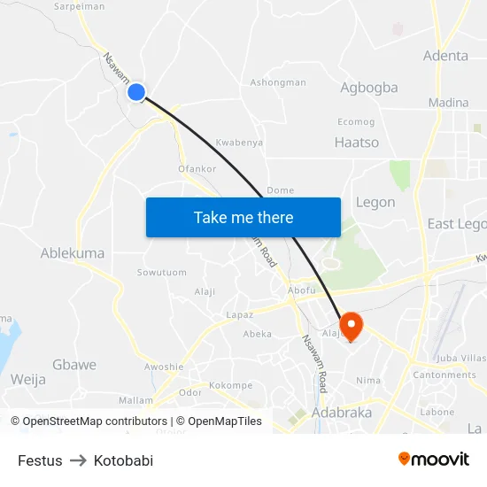 Festus to Kotobabi map