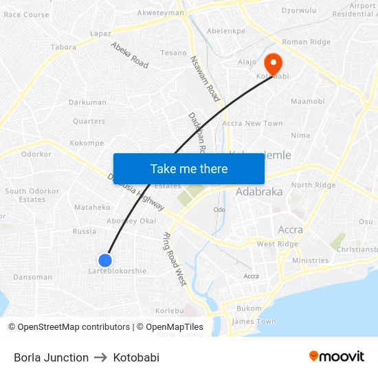 Borla Junction to Kotobabi map