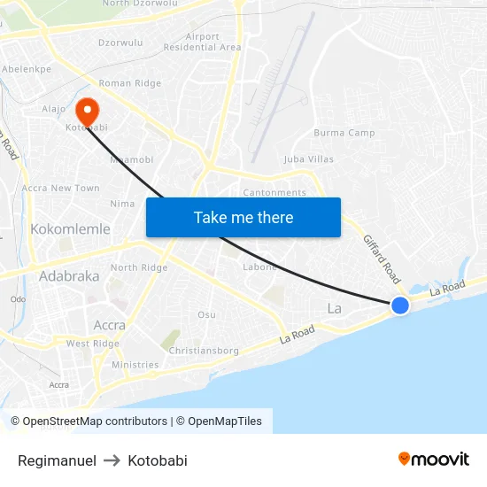 Regimanuel to Kotobabi map