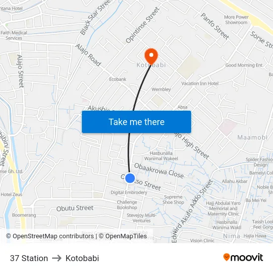 37 Station to Kotobabi map
