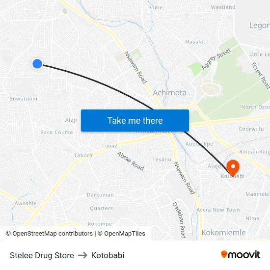 Stelee Drug Store to Kotobabi map
