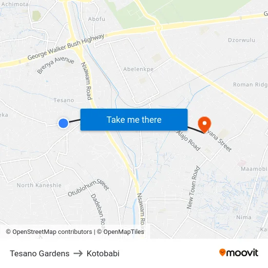 Tesano Gardens to Kotobabi map