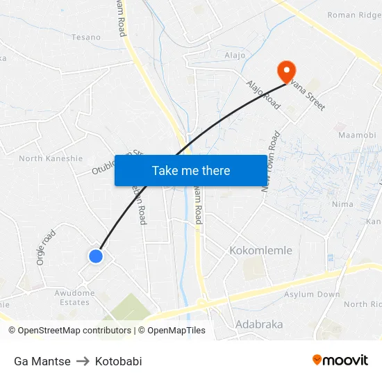 Ga Mantse to Kotobabi map