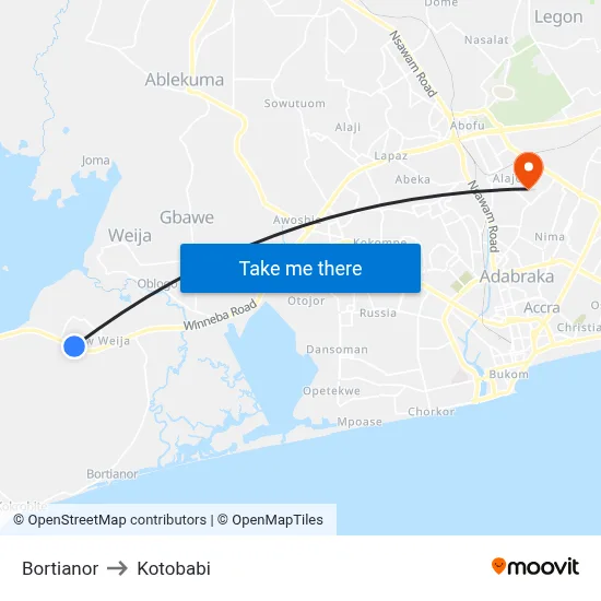 Bortianor to Kotobabi map