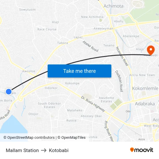 Mallam Station to Kotobabi map