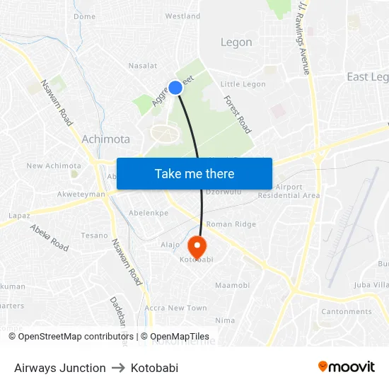 Airways Junction to Kotobabi map