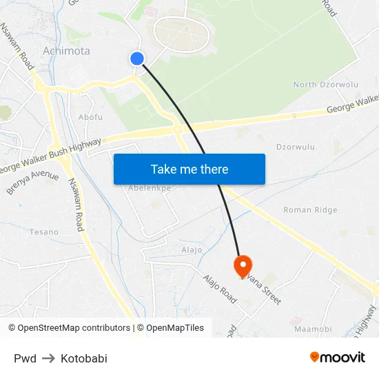 Pwd to Kotobabi map