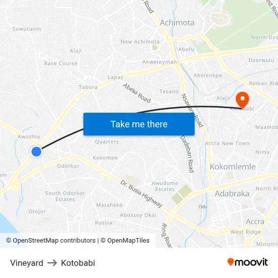 Vineyard to Kotobabi map