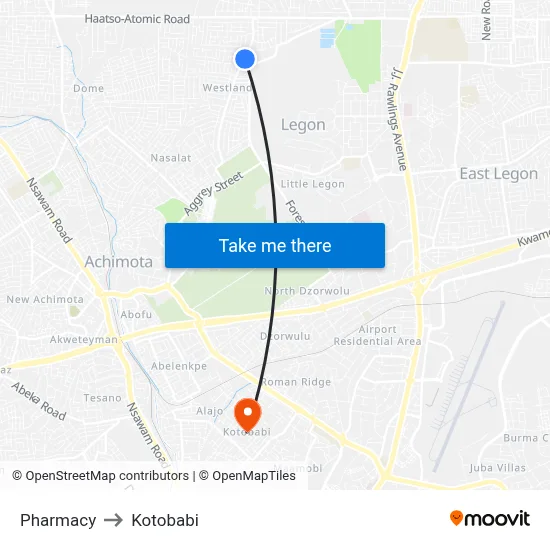 Pharmacy to Kotobabi map