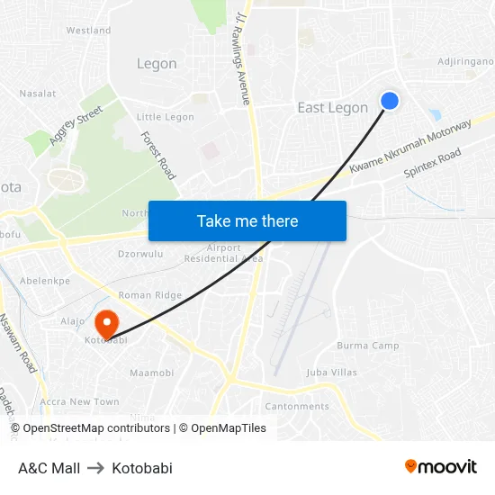 A&C Mall to Kotobabi map