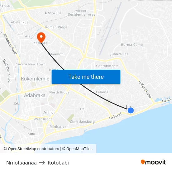 Nmotsaanaa to Kotobabi map