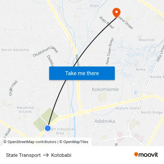 State Transport to Kotobabi map