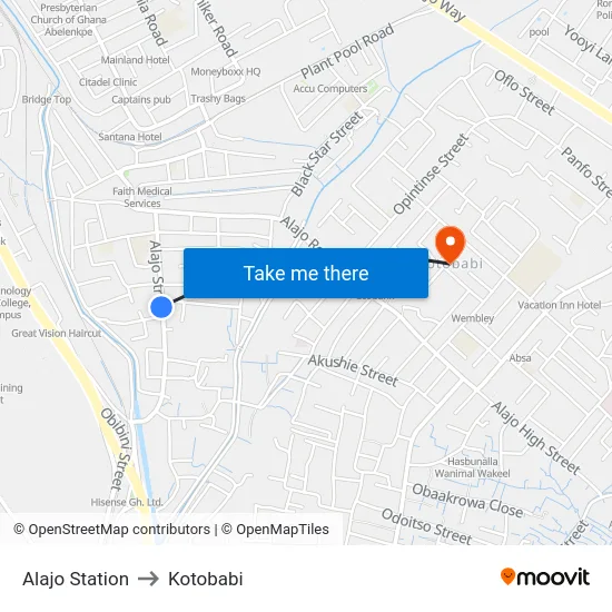 Alajo Station to Kotobabi map