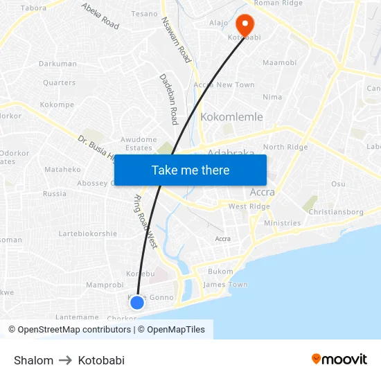 Shalom to Kotobabi map