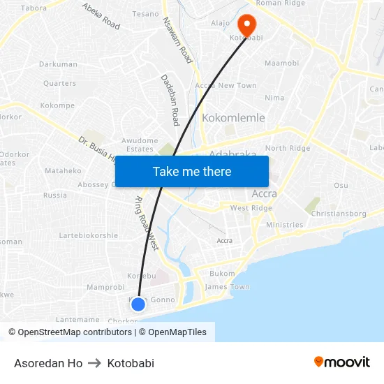 Asoredan Ho to Kotobabi map