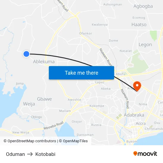 Oduman to Kotobabi map