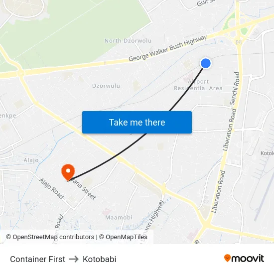Container First to Kotobabi map