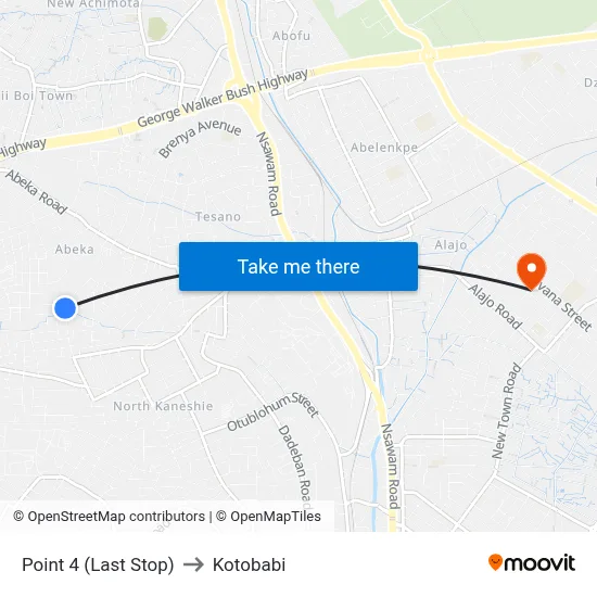 Point 4 (Last Stop) to Kotobabi map