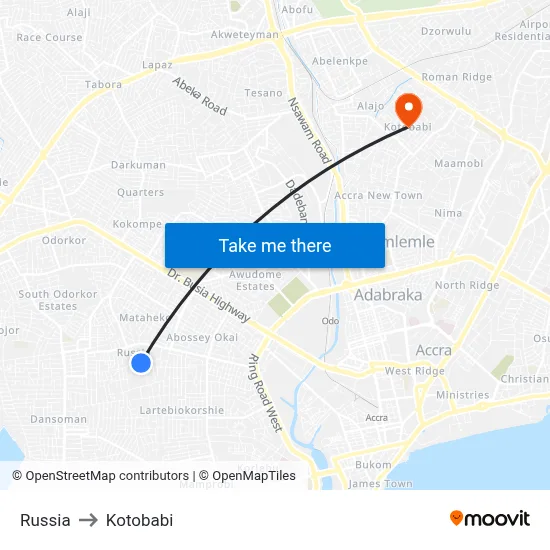 Russia to Kotobabi map