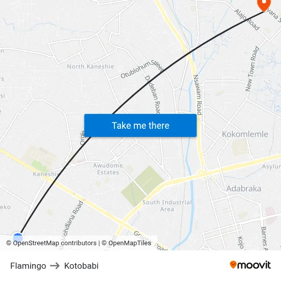 Flamingo to Kotobabi map