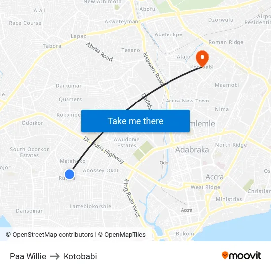 Paa Willie to Kotobabi map