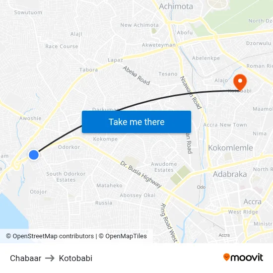Chabaar to Kotobabi map