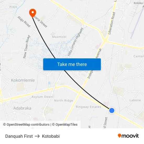 Danquah First to Kotobabi map