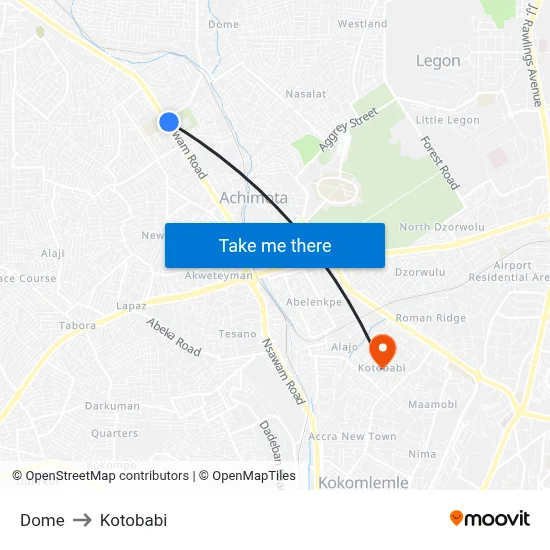 Dome to Kotobabi map