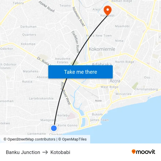 Banku Junction to Kotobabi map