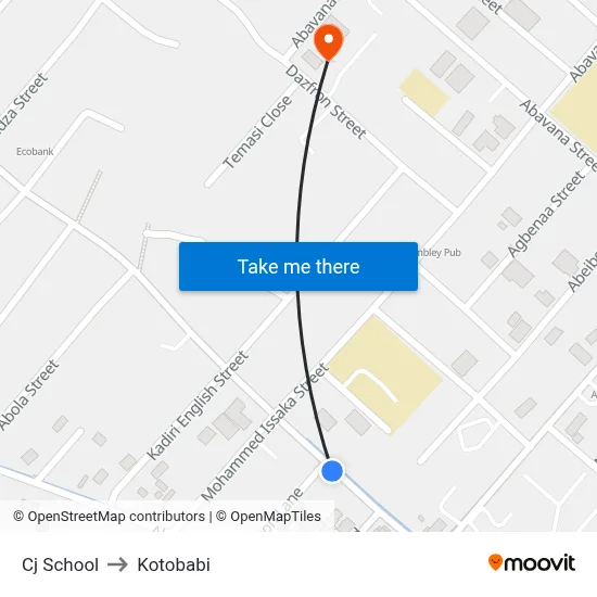 Cj School to Kotobabi map