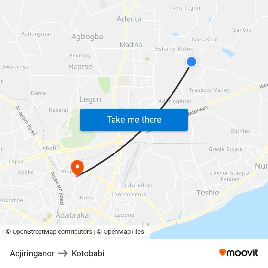 Adjiringanor to Kotobabi map