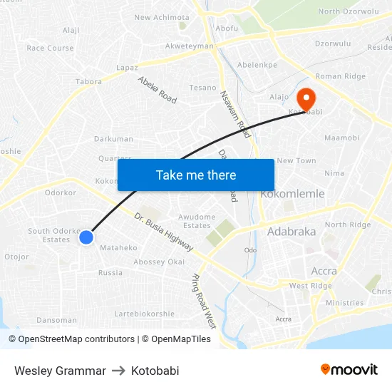 Wesley Grammar to Kotobabi map